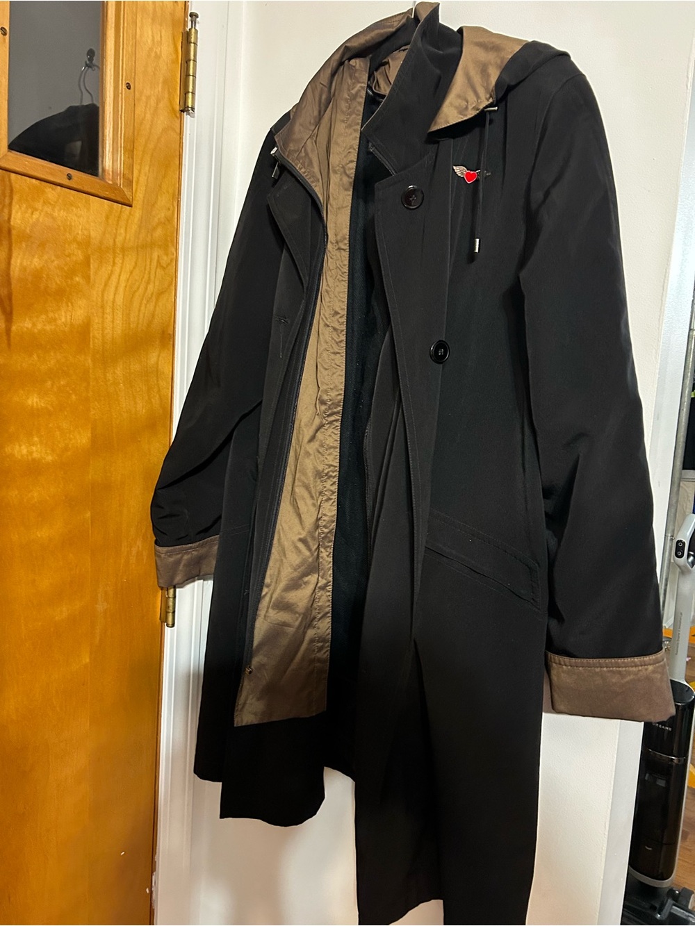 East 5th Black Trench Coat with Brown Lining